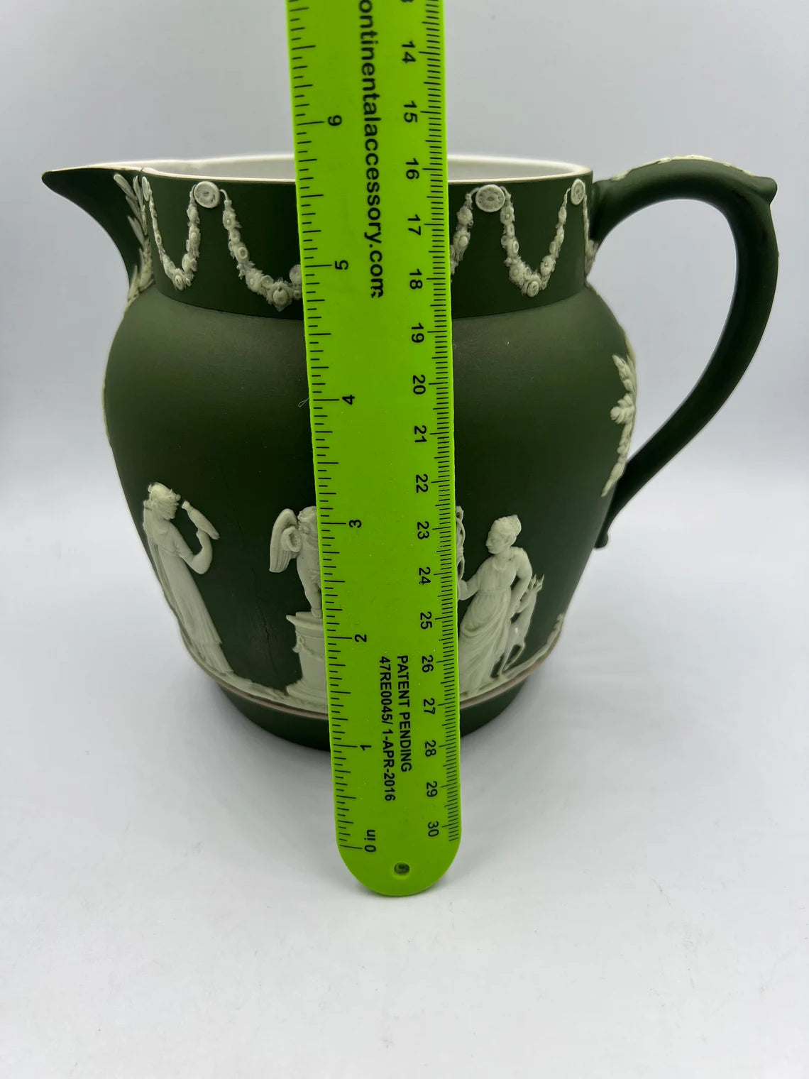 Rare! Wedgwood Pitcher Jasperware Dark Green Antique 6" Serveware Collectible Handle, over 100 years old - Royaltreasuryhouse