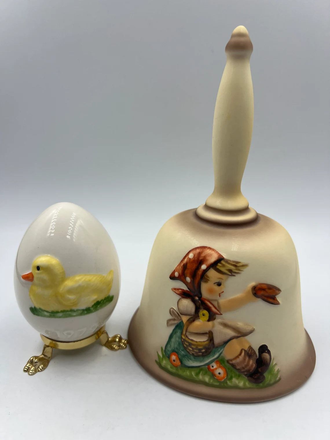 2pc 1979 Goebel Hummel Porcelain Bell and Egg