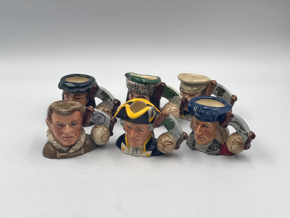 RARE!! D7081 - D7086 Royal Doulton tiny character jug set | Explorers