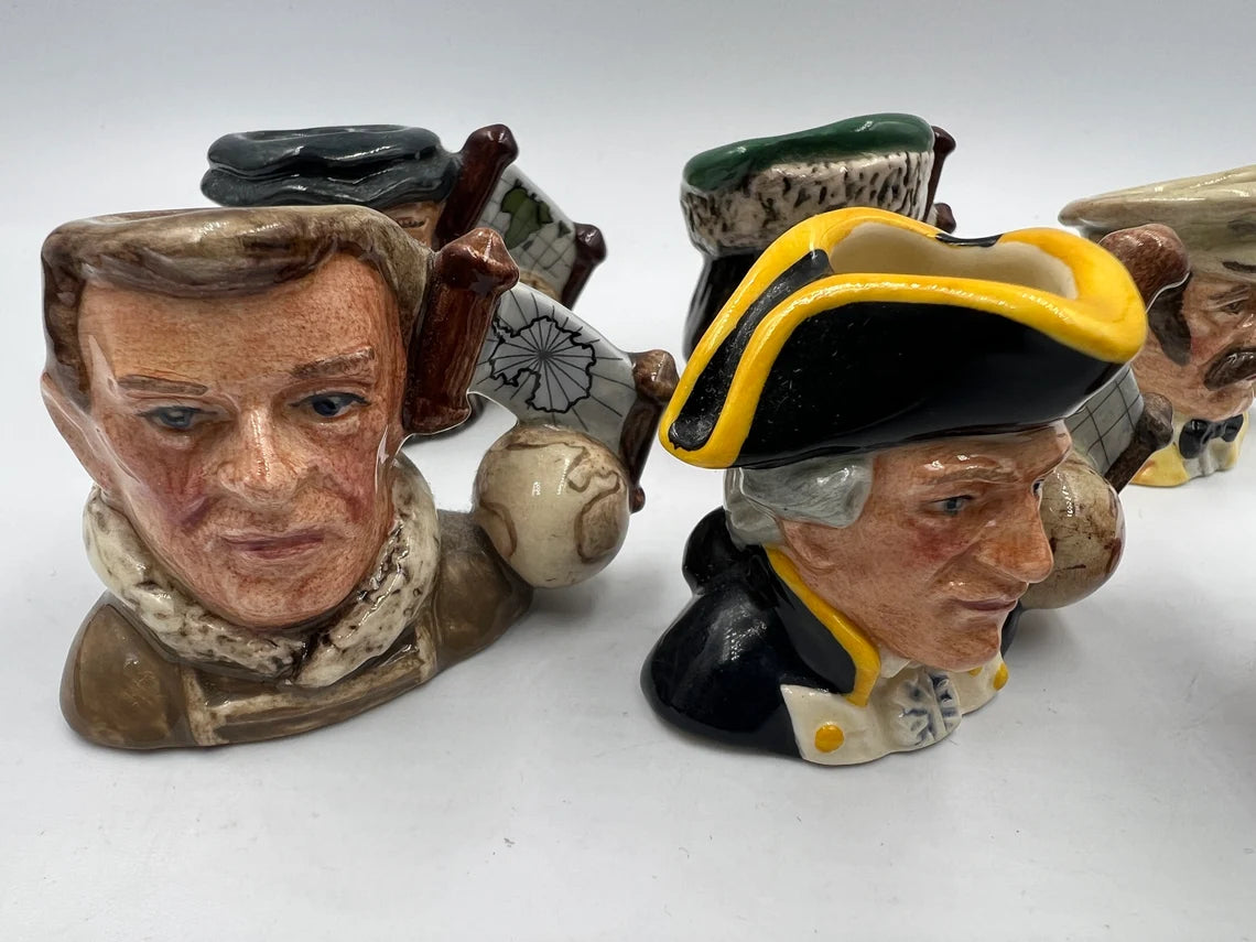 RARE!! D7081 - D7086 Royal Doulton tiny character jug set | Explorers