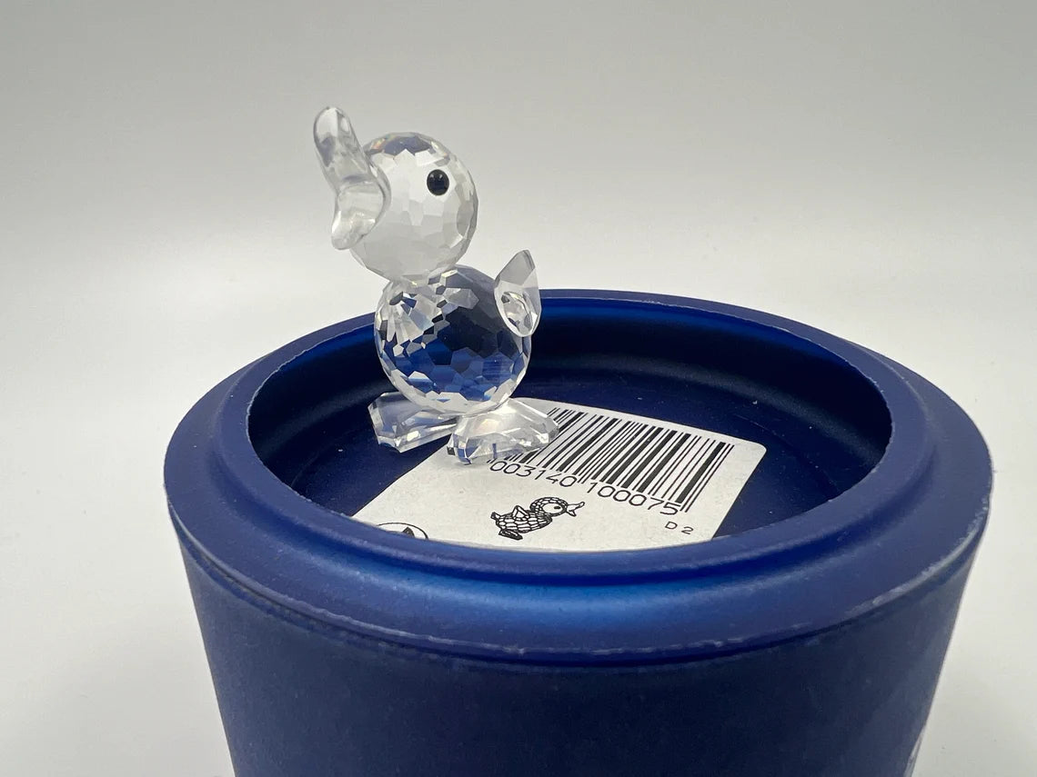 Swarovski Mini Quacking Duck Drake Crystal 1.75" Figurine 7660 NR040 Block Logo