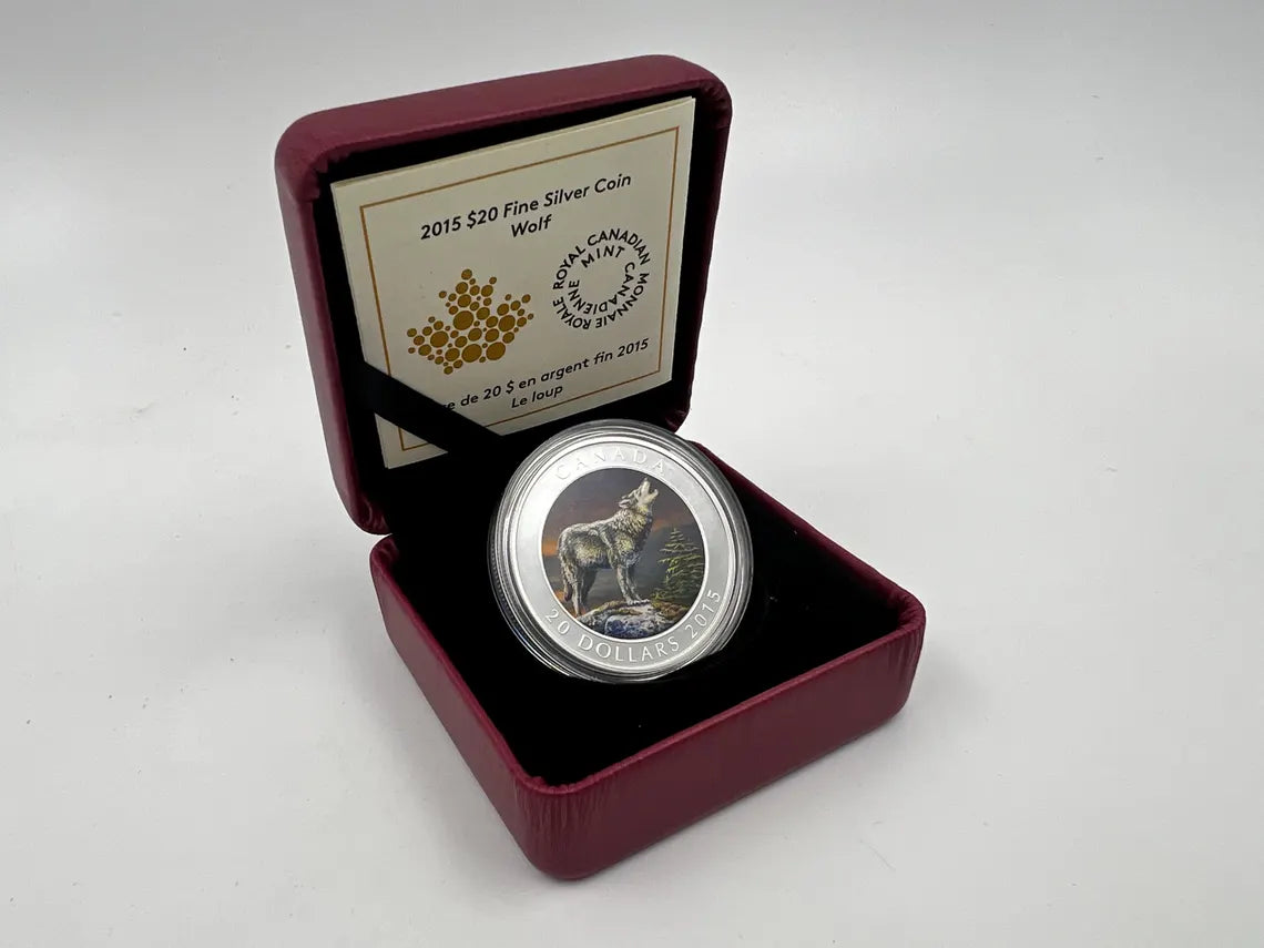 2015 Canada 20 dollar Fine Silver Howling Wolf Coin