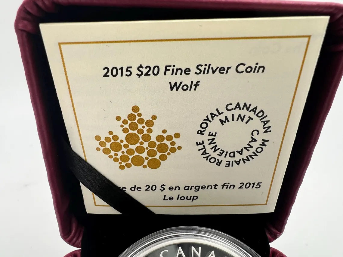 2015 Canada 20 dollar Fine Silver Howling Wolf Coin