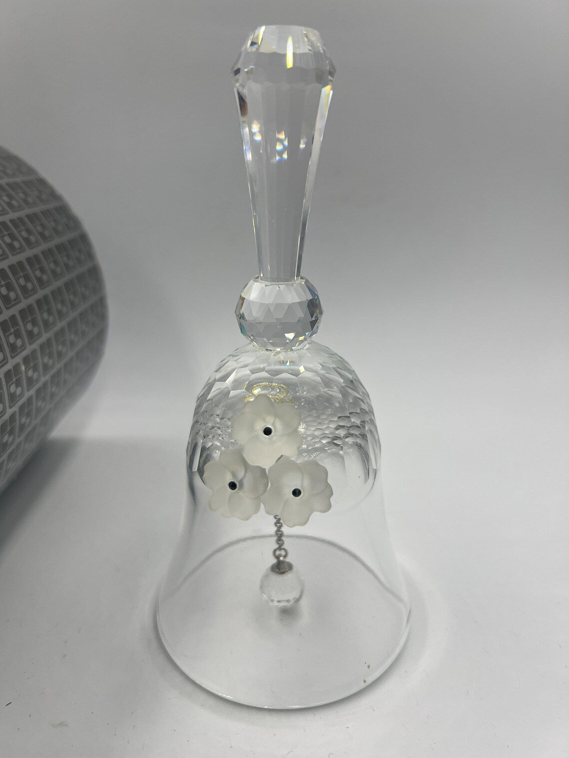 Vintage Swarovski glass bell with three crystal flowers - Royaltreasuryhouse