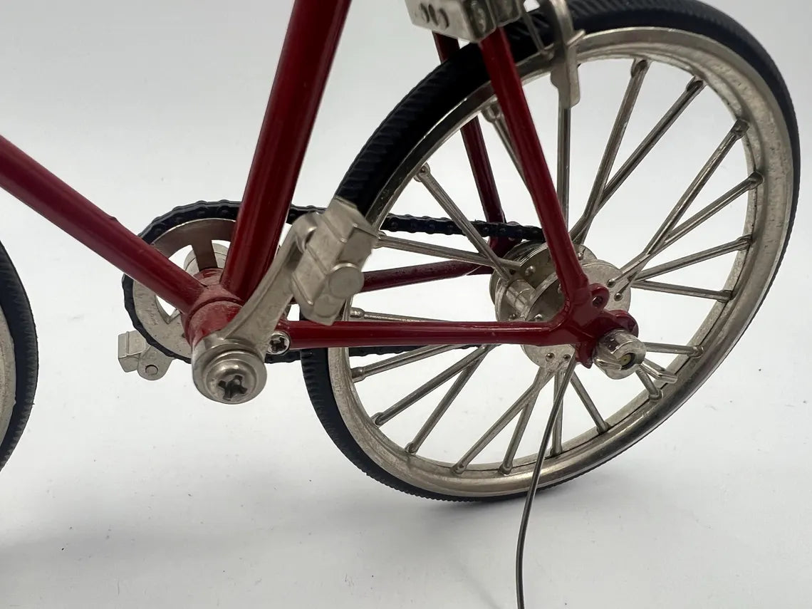 Pair of miniature model racing Bicycles. one Mini"10 Speed" model with rubber wheels and kickstand.