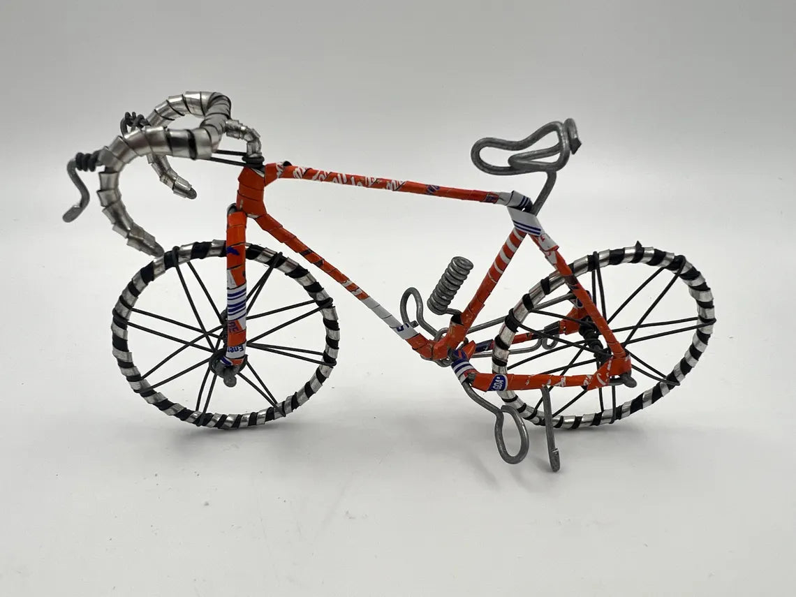 Pair of miniature model racing Bicycles. one Mini"10 Speed" model with rubber wheels and kickstand.