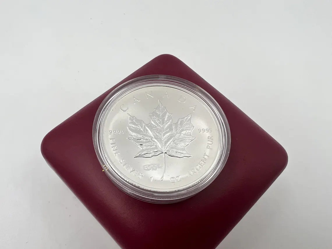 2014 - 5 dollar - 1 oz. Fine Silver Coin - Silver Maple Leaf World Money Fair Privy Mark