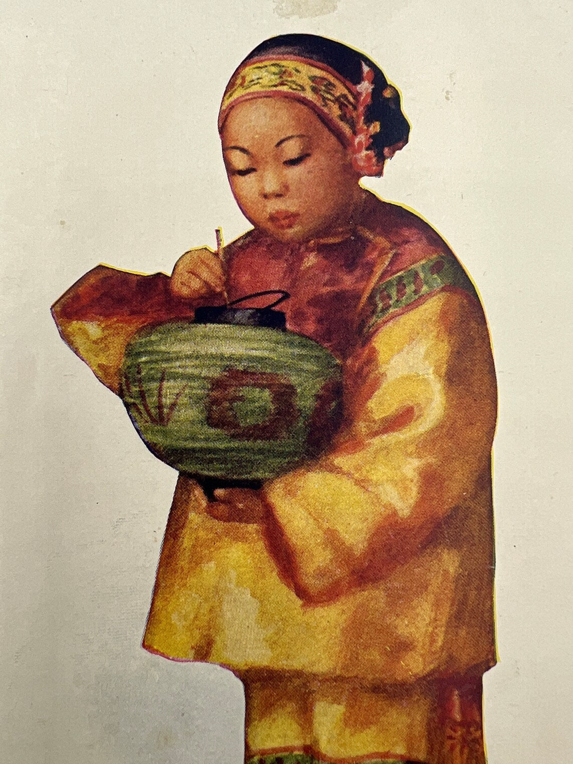 1903 Chinese Girl Lighting the Lantern Postcard Esther Hunt 1903