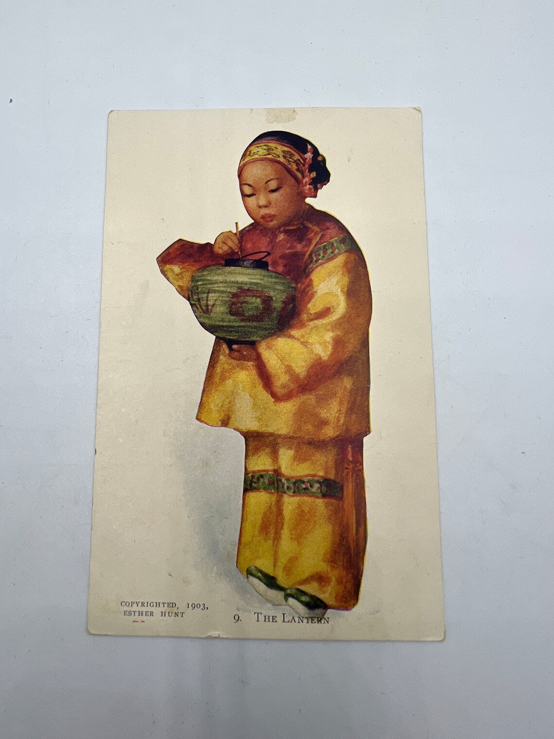 1903 Chinese Girl Lighting the Lantern Postcard Esther Hunt 1903