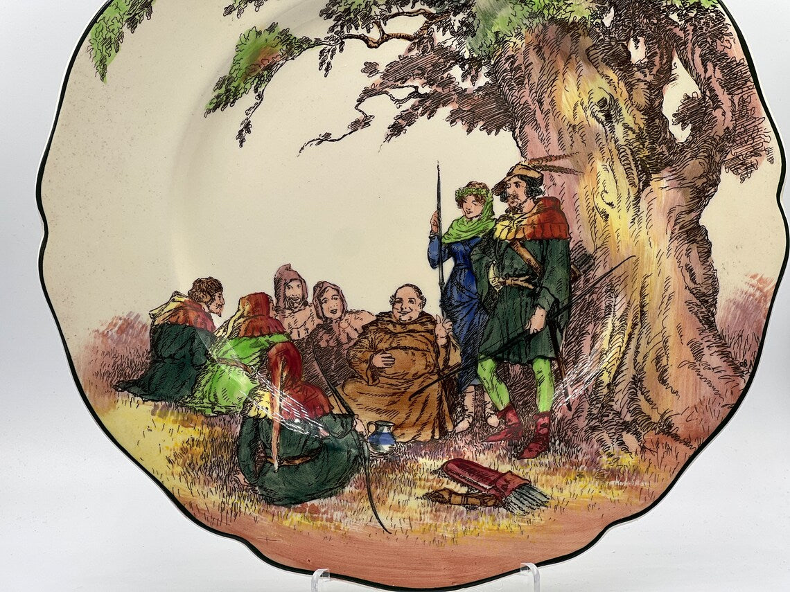 Royal Doulton Under The GREENWOOD Tree D6341 "Robin Hood" Dinner Plate 10" SUPERB - Royaltreasuryhouse