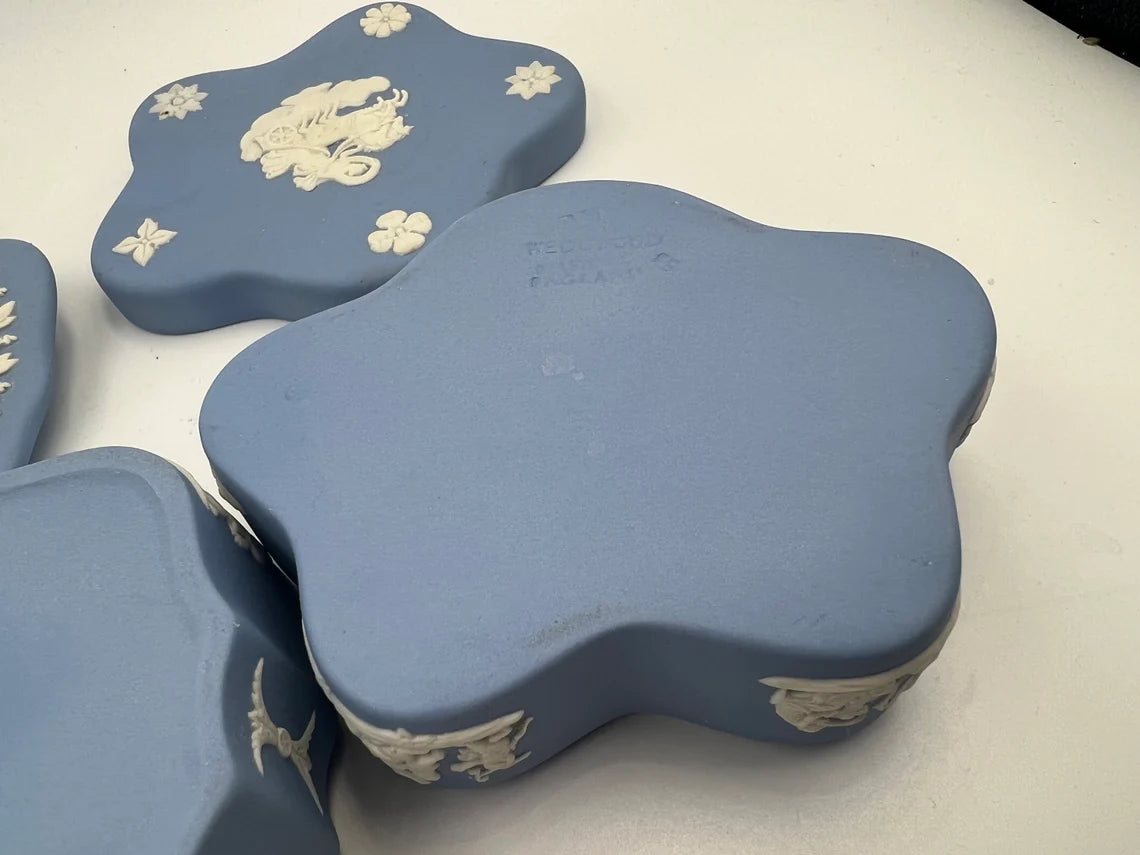 Pair of Wedgwood Jasperware Blue Trinket Boxes - Royaltreasuryhouse