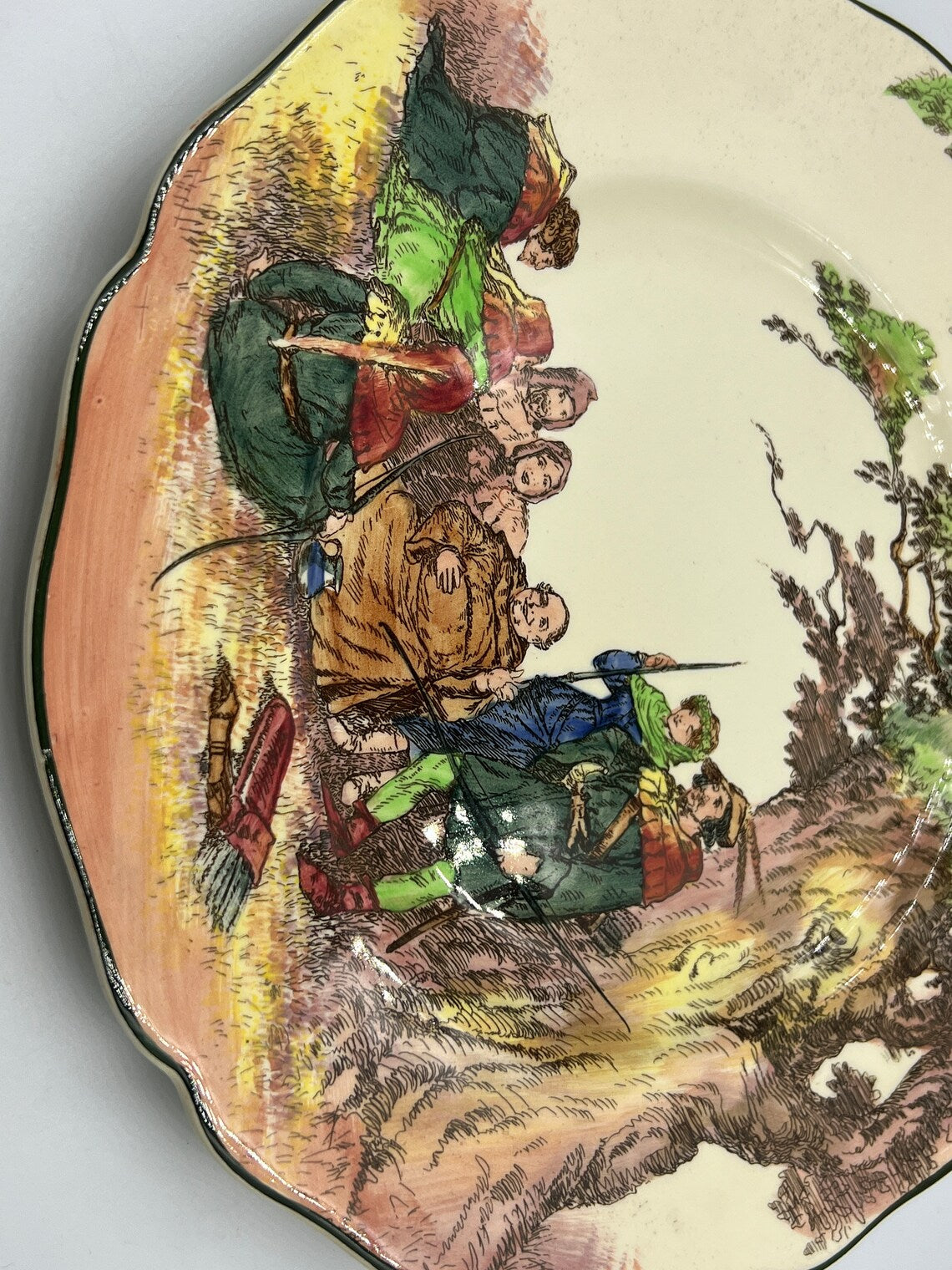 Royal Doulton Under The GREENWOOD Tree D6341 "Robin Hood" Dinner Plate 10" SUPERB - Royaltreasuryhouse