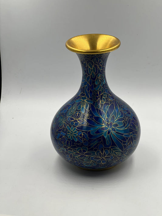 Vintage Chinese Blue Cloisonne Vase