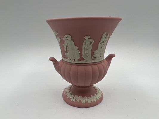 Wedgwood - Pink Jasper Ware - Urn-Shaped Posy Vase - Classical Figures