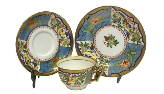 Noritake 1908 Bird & Floral Tea Cup Trio - Royaltreasuryhouse