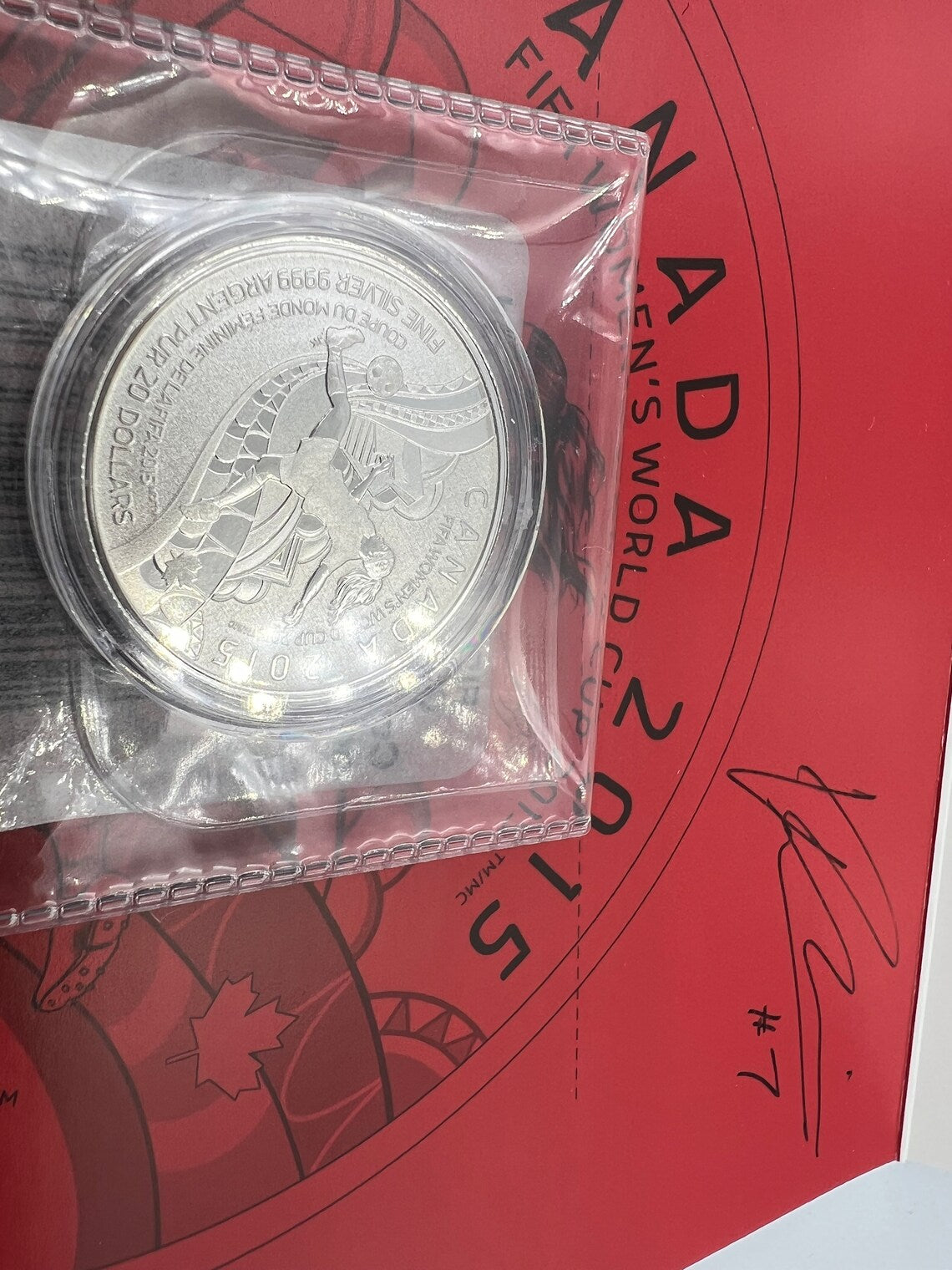 2015 Canadian 20 for 20 FIFA Women's World Cup Fine Silver Coin signed by Canada #7 forward Rhian Wilkinson - Royaltreasuryhouse