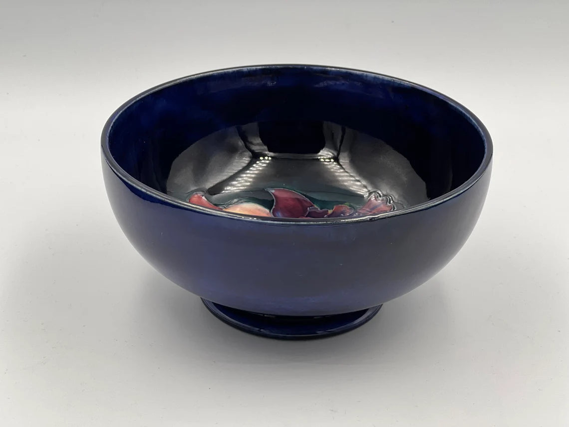 MOORCROFT 5.5 Inch Diameter Bowl Flower On Cobalt Blue Ground - Royaltreasuryhouse