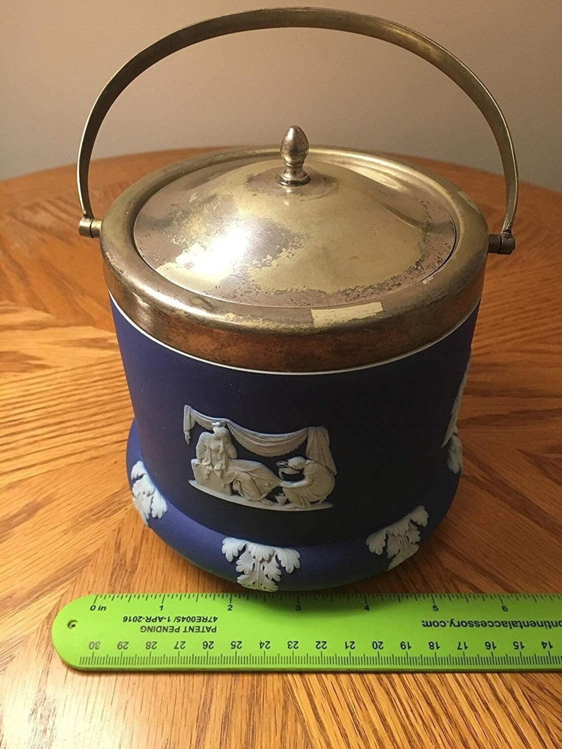 Wedgwood Cobalt blue dip jasper biscuit barrel - Royaltreasuryhouse