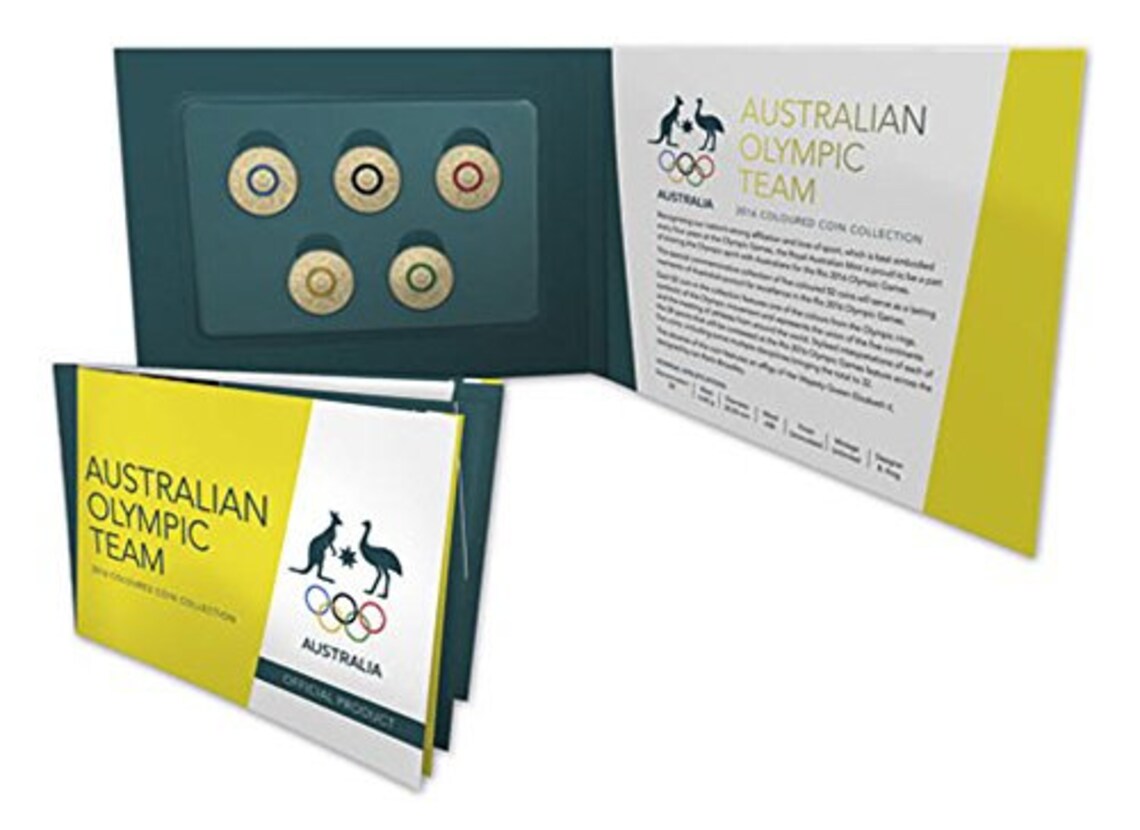 AU 2016 RIO Olympic Games Coloured Five Coin Collection Folder Australian Olympic Team Mint State - Royaltreasuryhouse