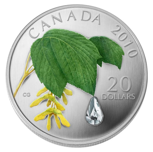 2010 Mint Proof 20 dollar Fine Silver Coin - Maple Leaf Crystal Raindrop (2010)