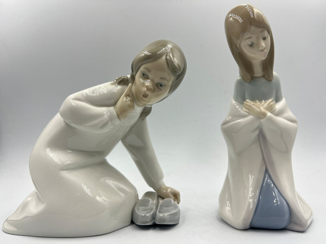 Lladro Porcelain Figurine Bedtime Girl With Shoes and Prayers Kneeling Girl - Royaltreasuryhouse