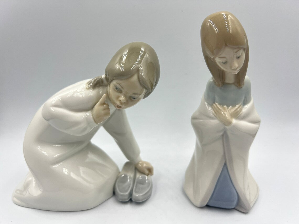 Lladro Porcelain Figurine Bedtime Girl With Shoes and Prayers Kneeling Girl - Royaltreasuryhouse