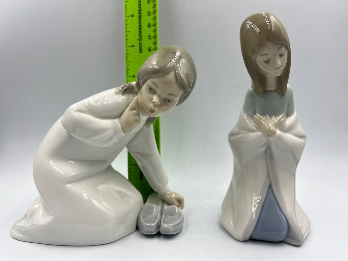 Lladro Porcelain Figurine Bedtime Girl With Shoes and Prayers Kneeling Girl - Royaltreasuryhouse