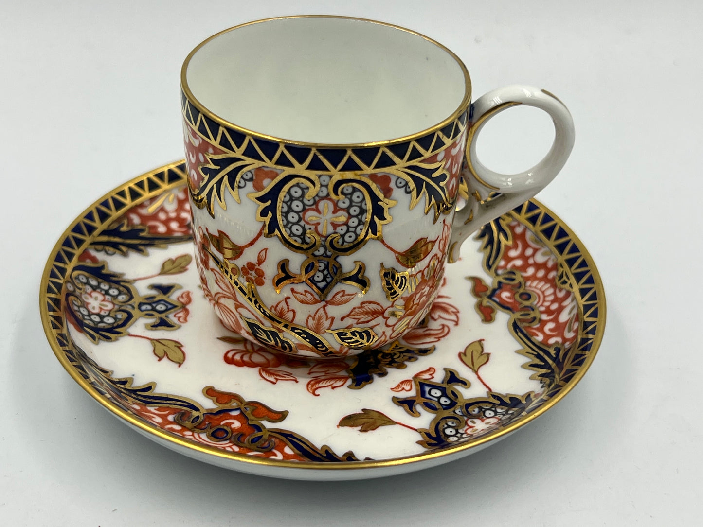 Royal Crown Derby Imari Coffee Espresso cup Saucer set 1882 England #383 - Royaltreasuryhouse