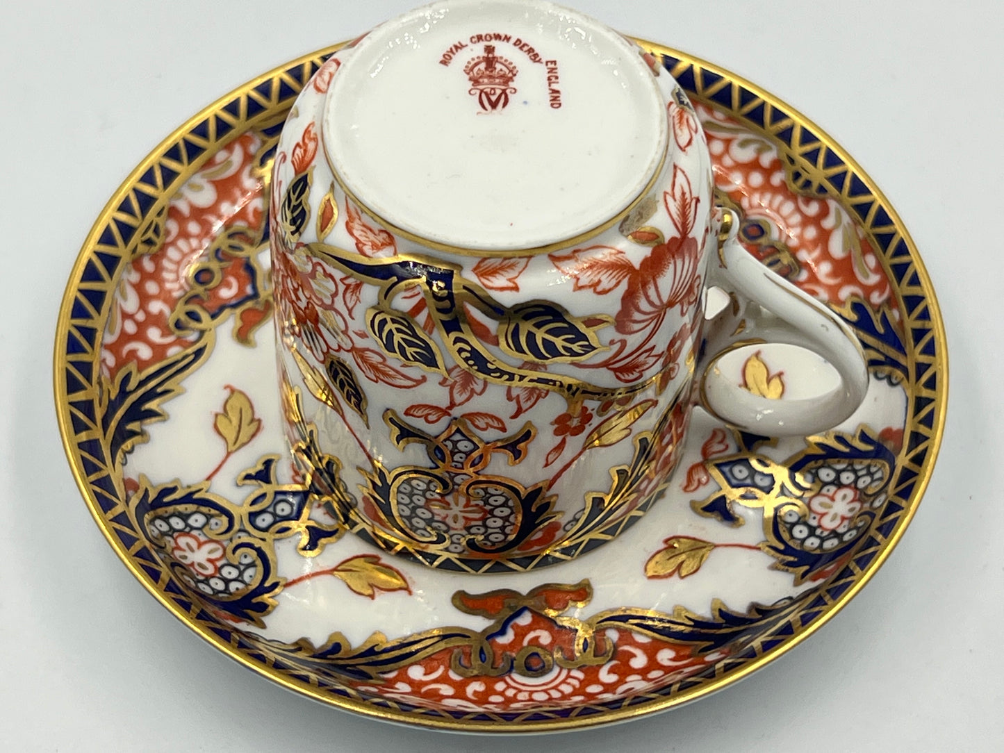 Royal Crown Derby Imari Coffee Espresso cup Saucer set 1882 England #383 - Royaltreasuryhouse