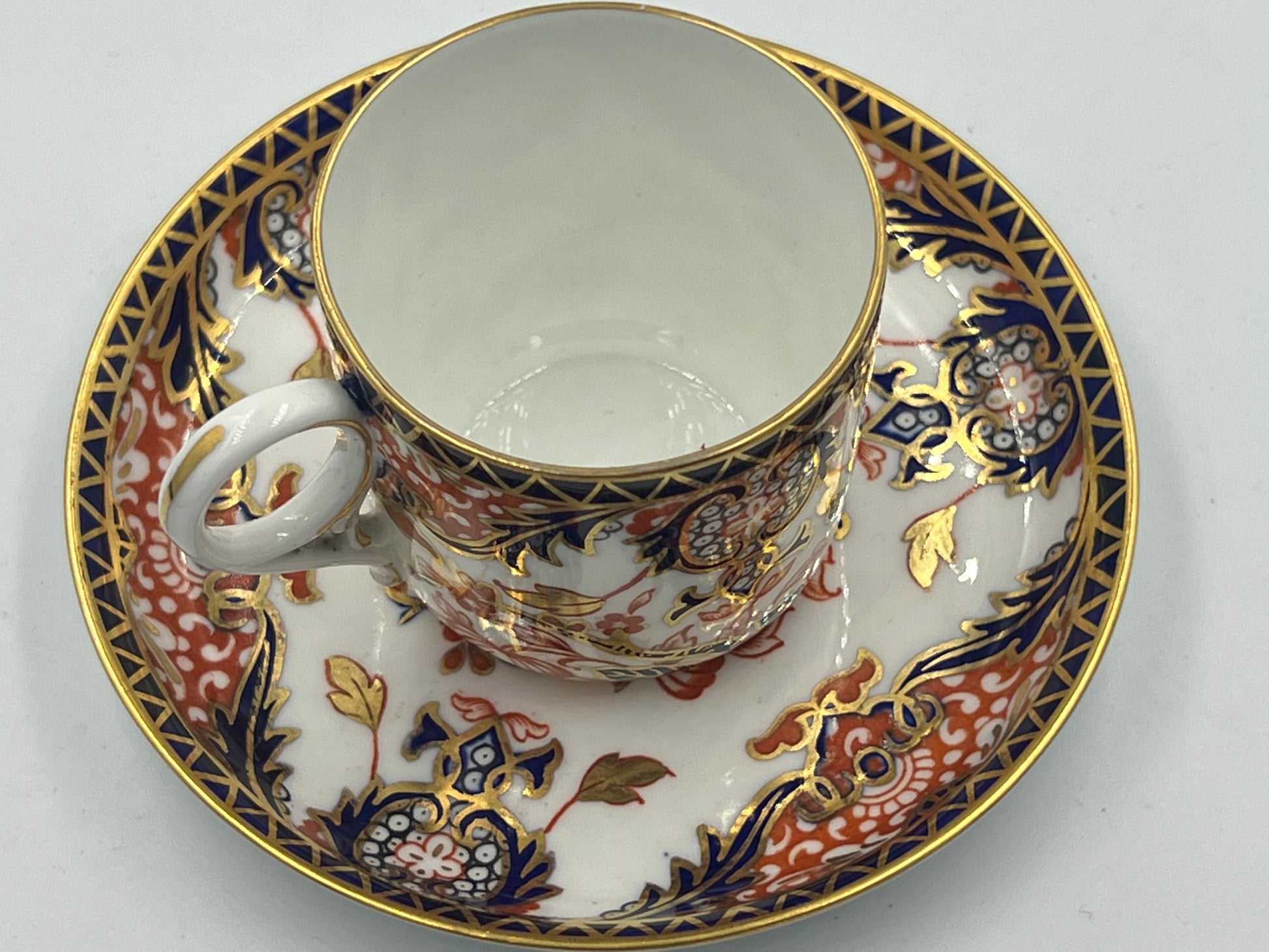 Royal Crown Derby Imari Coffee Espresso cup Saucer set 1882 England #383 - Royaltreasuryhouse