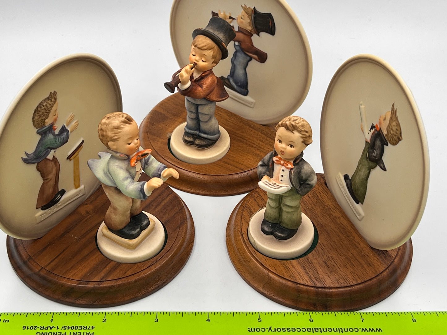 Three sets MJ Hummel "Little Music Maker" Figurines & plates with Stands - Royaltreasuryhouse