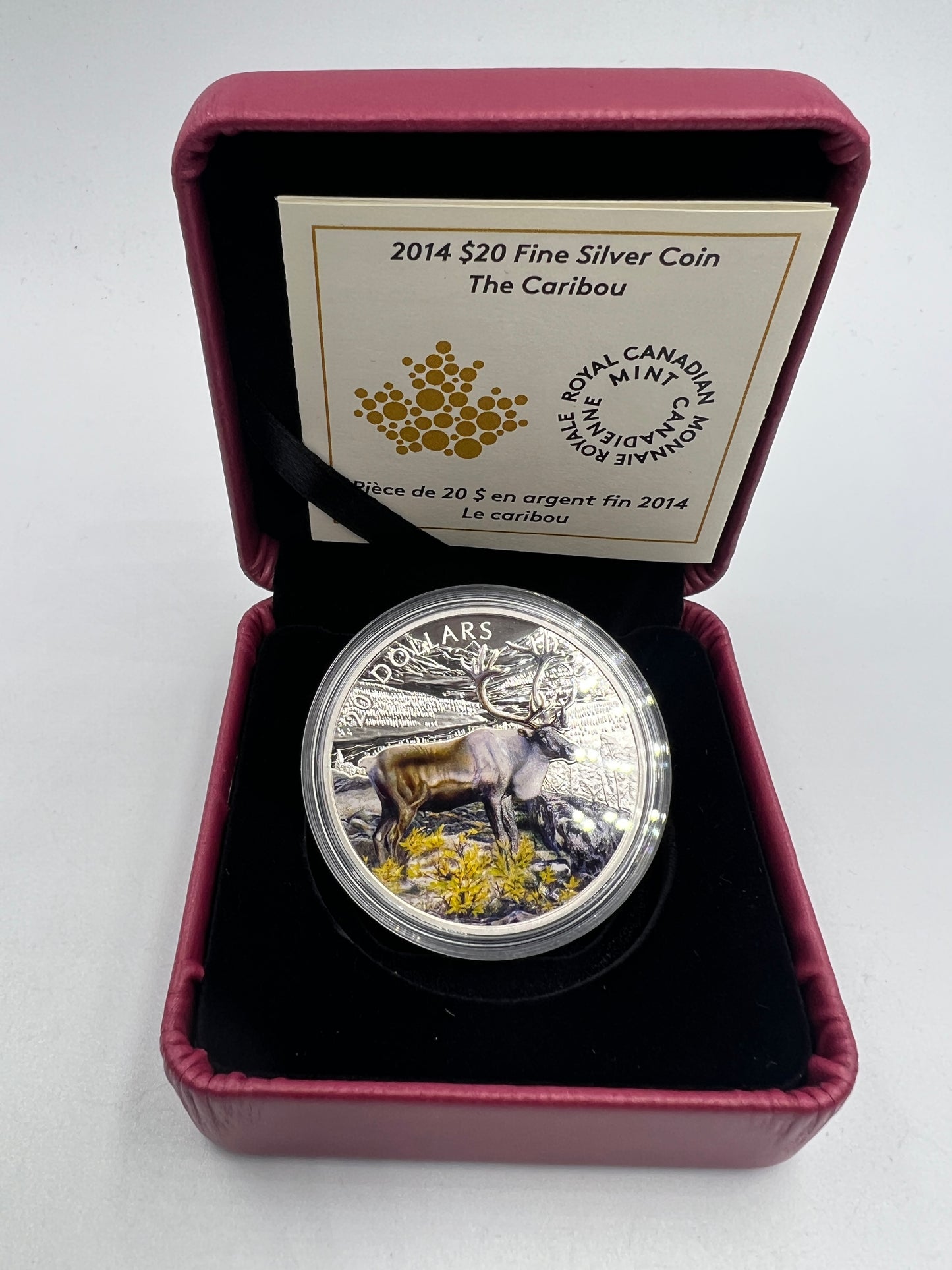 2014 Canada 1 oz Colorized Proof 20 Dollar Fine Silver Coin The Iconic Caribou - Royaltreasuryhouse