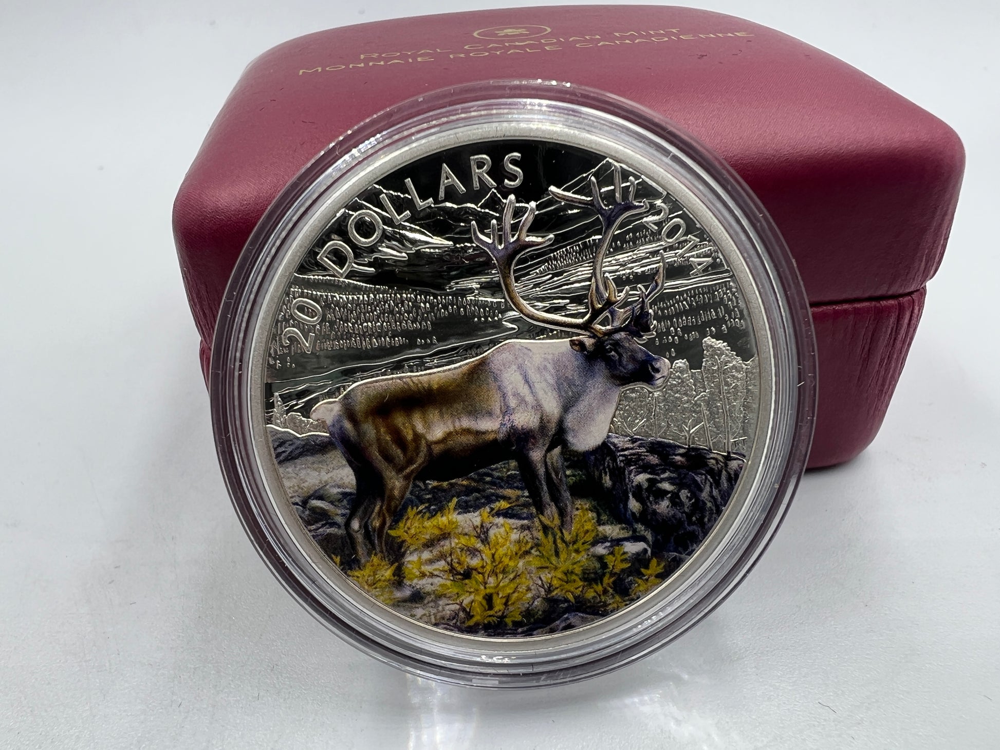 2014 Canada 1 oz Colorized Proof 20 Dollar Fine Silver Coin The Iconic Caribou - Royaltreasuryhouse