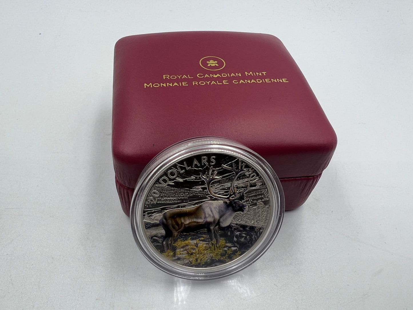 2014 Canada 1 oz Colorized Proof 20 Dollar Fine Silver Coin The Iconic Caribou - Royaltreasuryhouse