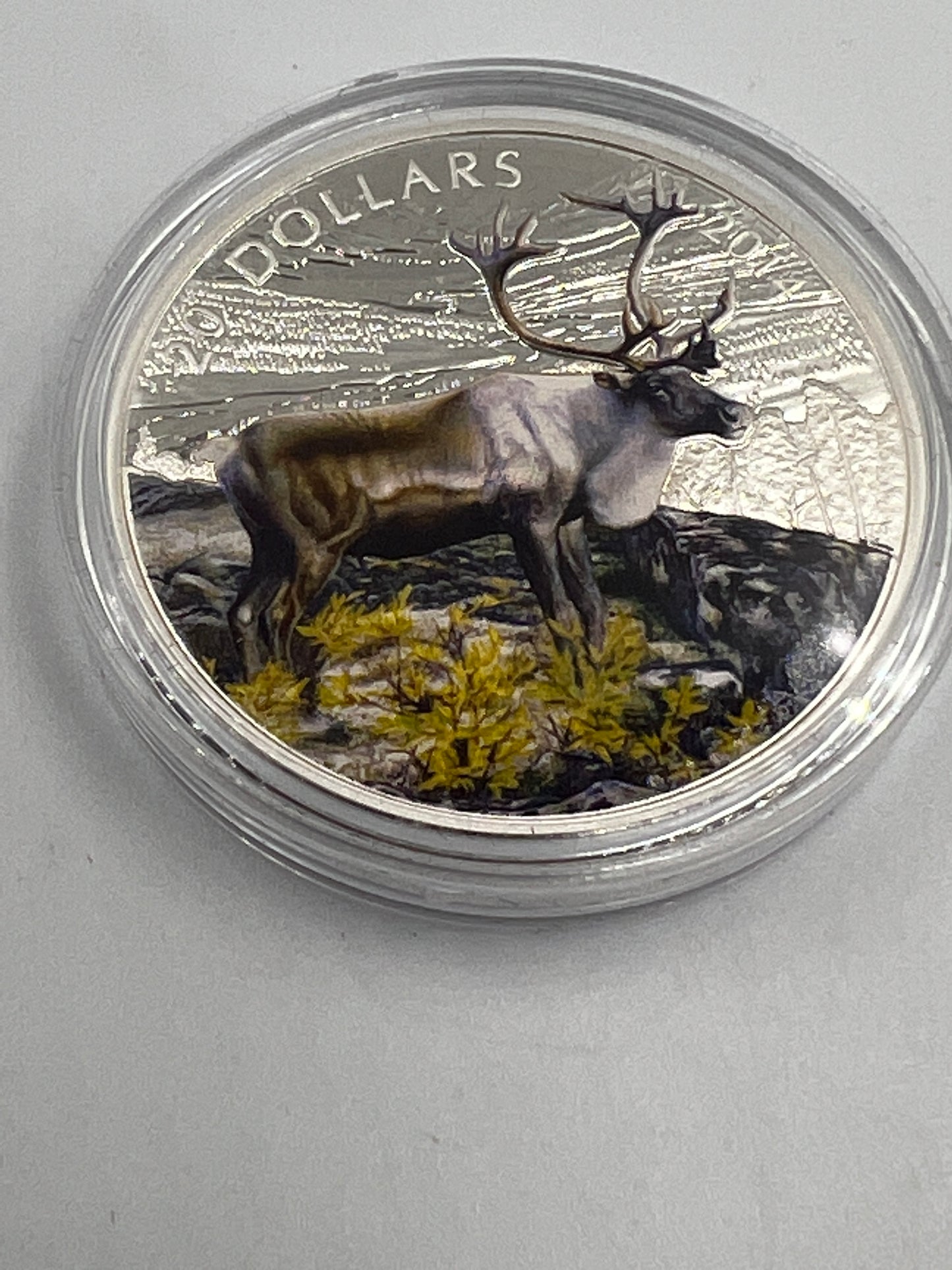 2014 Canada 1 oz Colorized Proof 20 Dollar Fine Silver Coin The Iconic Caribou - Royaltreasuryhouse