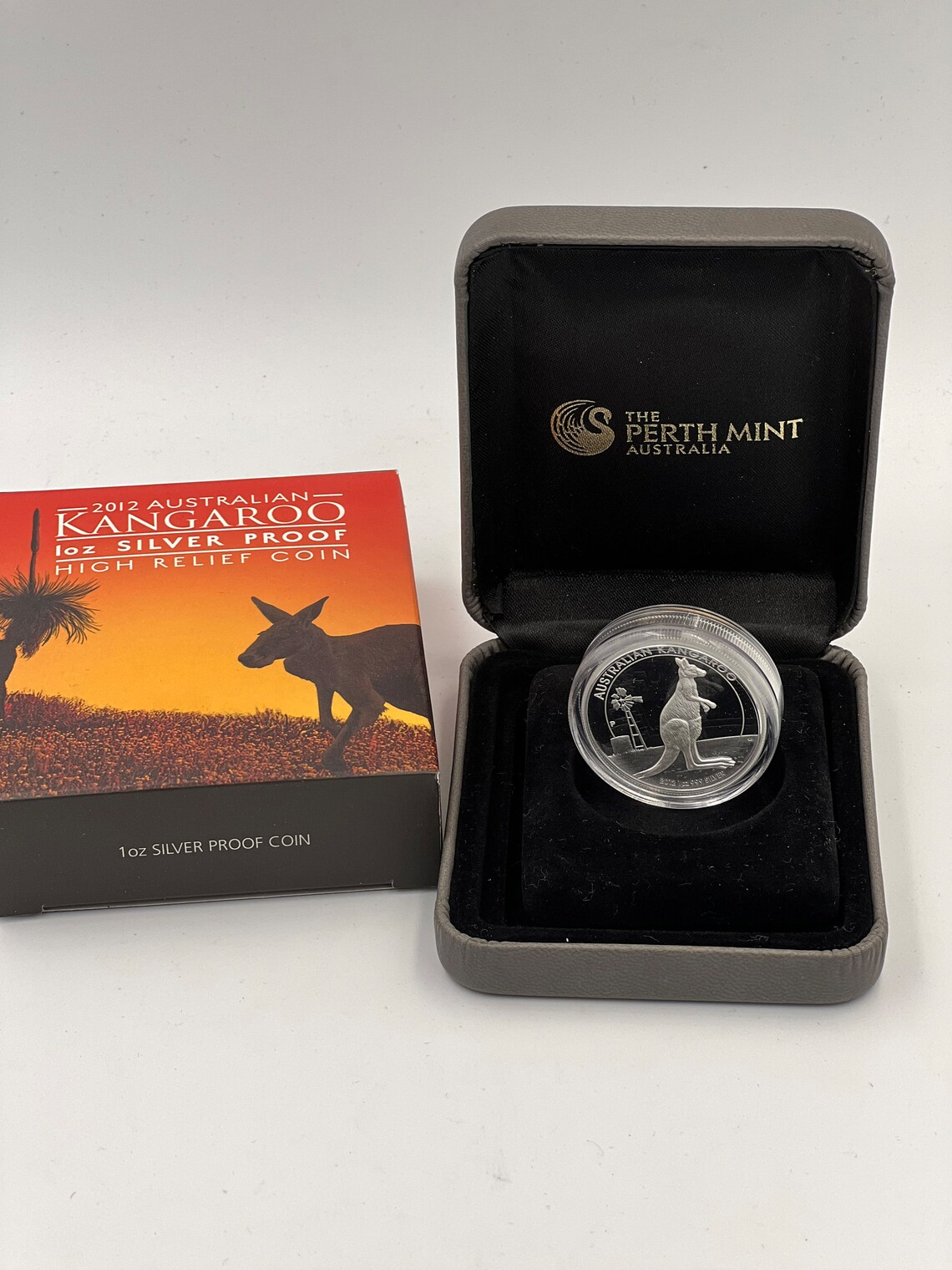 2012 Australia 1 dollar High Relief .999 Fine Silver 1oz Kangaroo Proof Coin w COA - Royaltreasuryhouse