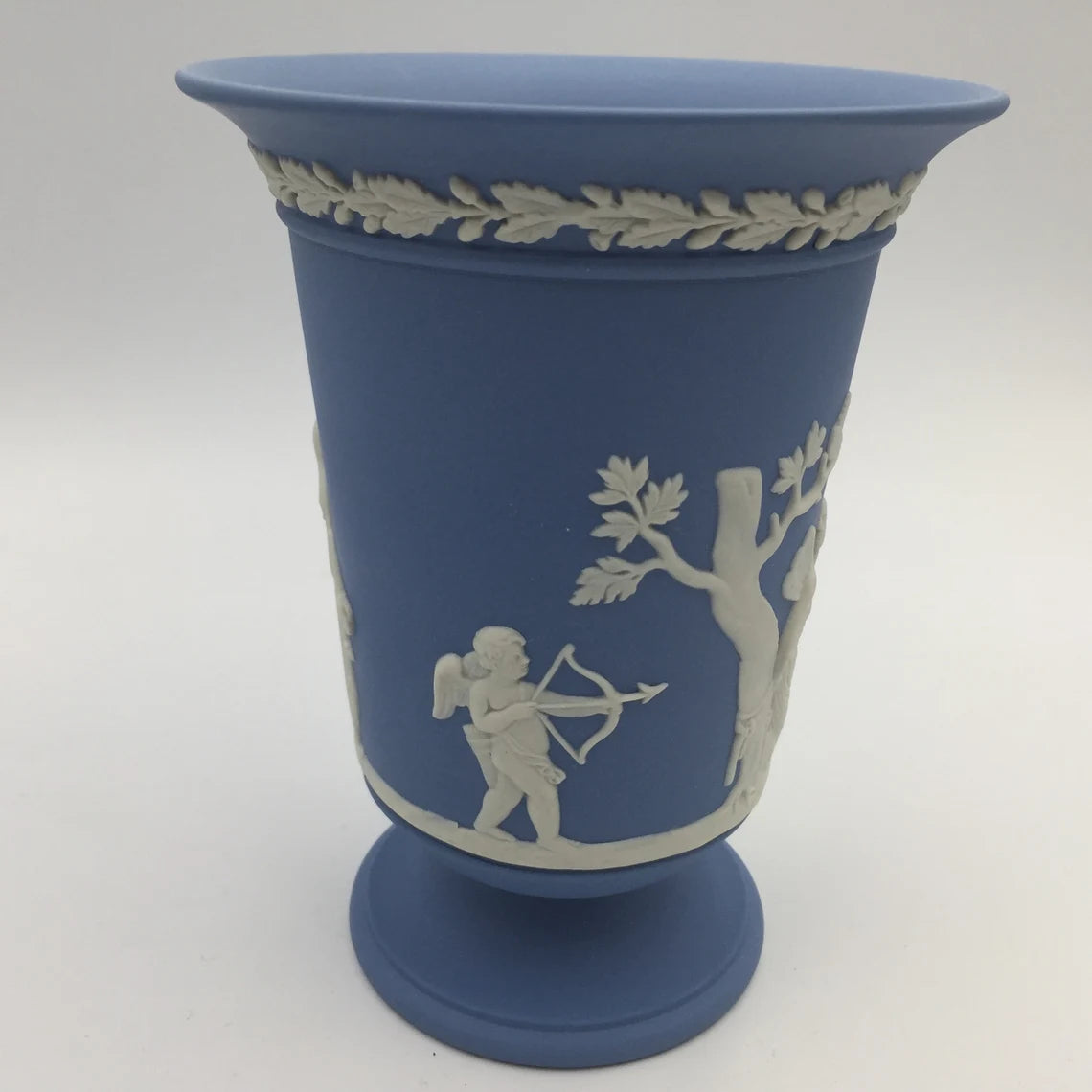 Wedgwood Jasperware Spill Vase Psyche Bound By Cupid Light Blue Jasper 5 1/4" - Royaltreasuryhouse