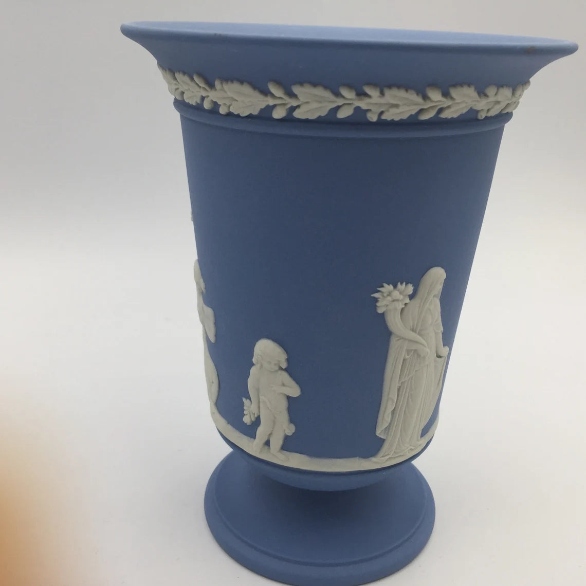 Wedgwood Jasperware Spill Vase Psyche Bound By Cupid Light Blue Jasper 5 1/4" - Royaltreasuryhouse