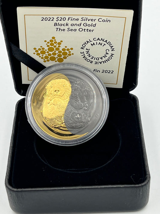 1 oz. Pure Silver Gold-Plated Coin – Black and Gold: The Sea Otter