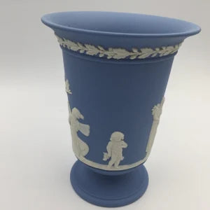 Wedgwood Jasperware Spill Vase Psyche Bound By Cupid Light Blue Jasper 5 1/4" - Royaltreasuryhouse