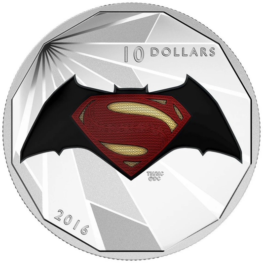 2016 10 dollar Fine Silver Coin Batman V Superman: Dawn of Justice Logo Royal Canadian Mint - Royaltreasuryhouse